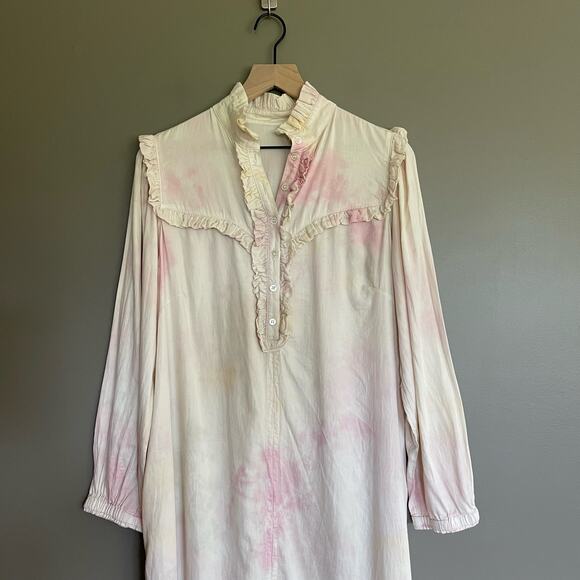 Raquel Allegra Luna Ruffle Midi Dress Large Tie Dye Pink Victorian Ruffle Collar - Picture 5 of 16